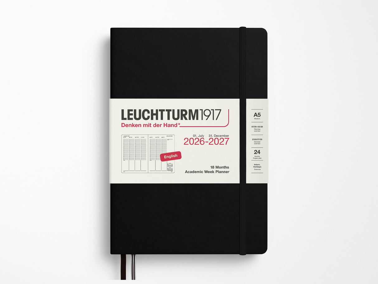 2026-2027 Leuchtturm 1917 18 Month Academic Week Planner - Black