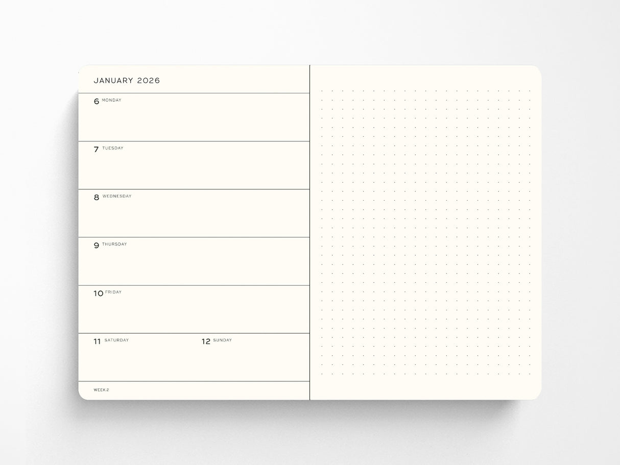 2027 Leuchtturm 1917 Weekly Planner Dotted Wallet - FOREST GREEN