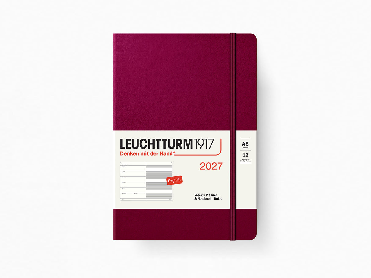 2027 Leuchtturm 1917 Weekly Planner & Notebook - PORT RED Softcover