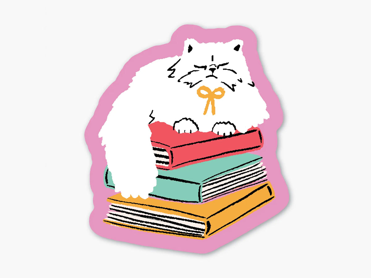 Book Kitty Vinyl Sticker