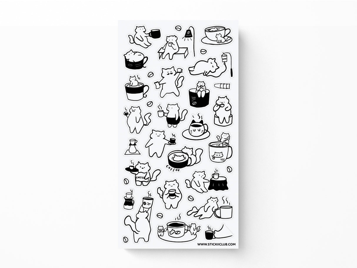 Caffeine Cats 2 Sticker Sheet