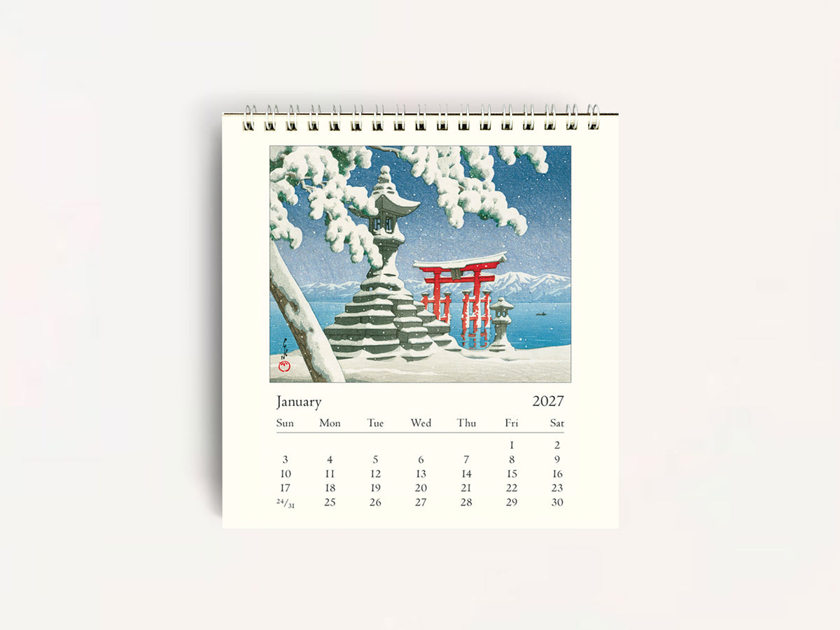 Cavallini 2027 DESK Calendar - Japanese Woodblocks