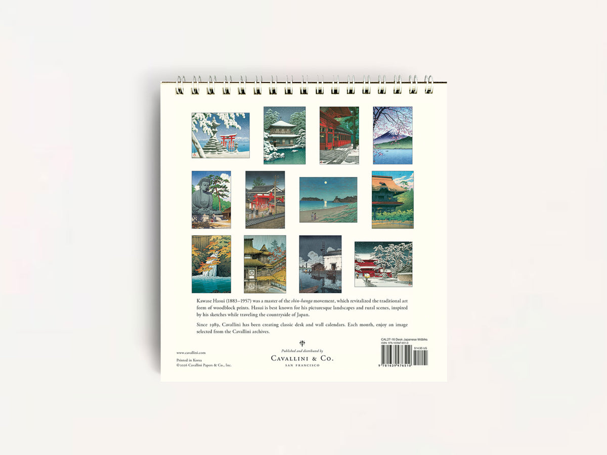 Cavallini 2027 DESK Calendar - Japanese Woodblocks