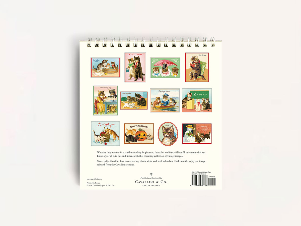 Cavallini 2027 DESK Calendar - Vintage Cats