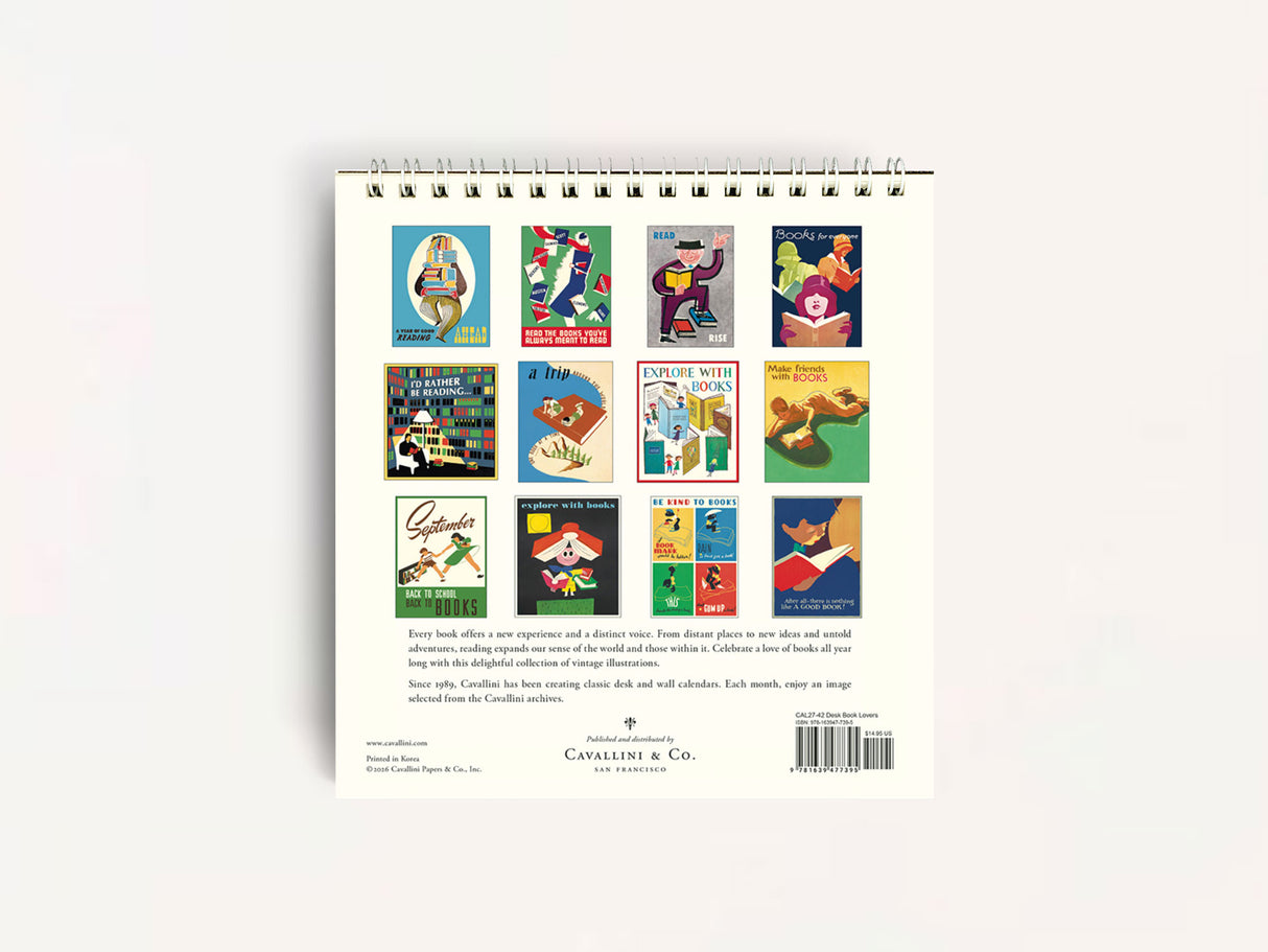 Cavallini 2027 DESK Calendar - Book Lovers