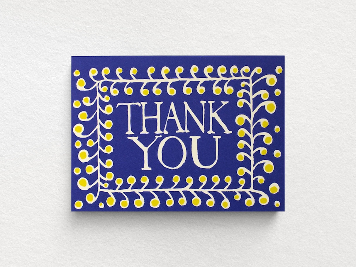 French Ultramarine and Yellow Thank You Cards, Set of 10