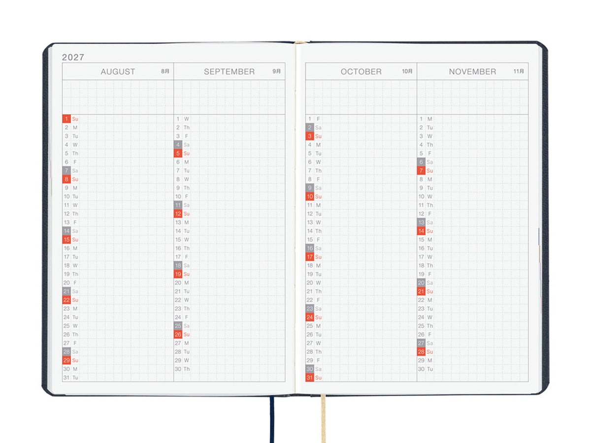 Hobonichi Techo A6 Hon 2027 - Slash (Navy)