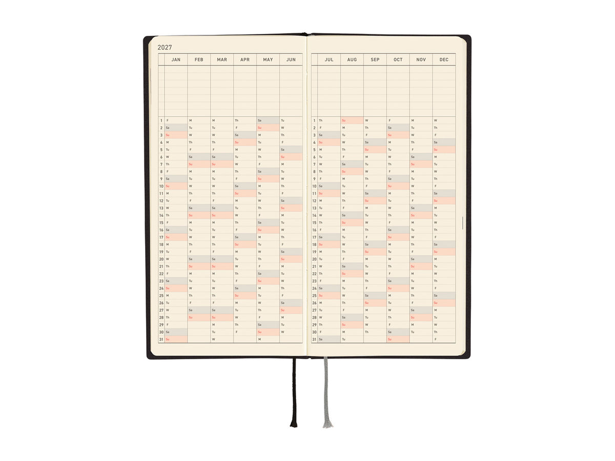 Hobonichi Techo Weeks 2027 - White Line: Black