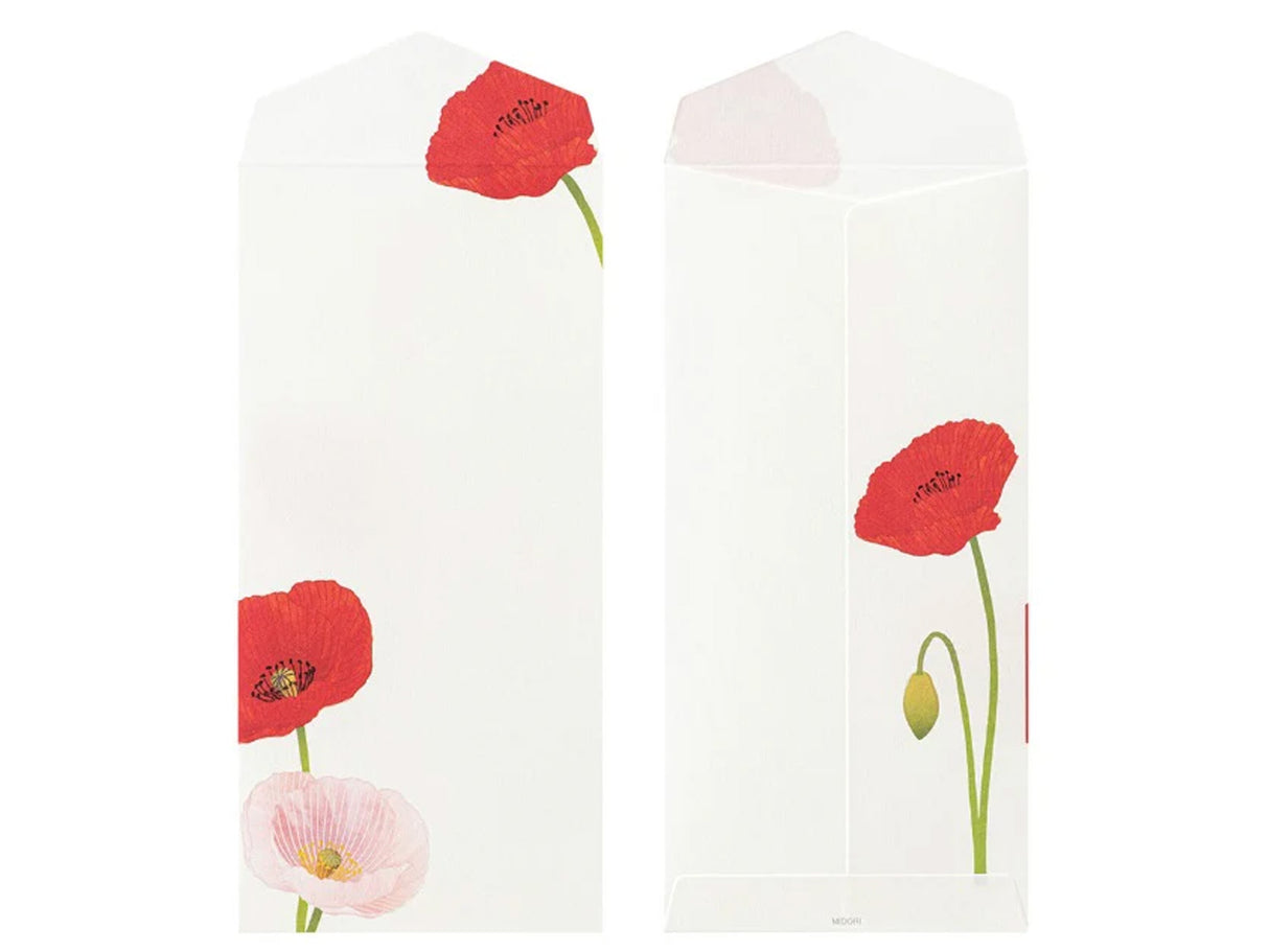 Midori Seasonal Envelopes - 018 Four Designs Poppy