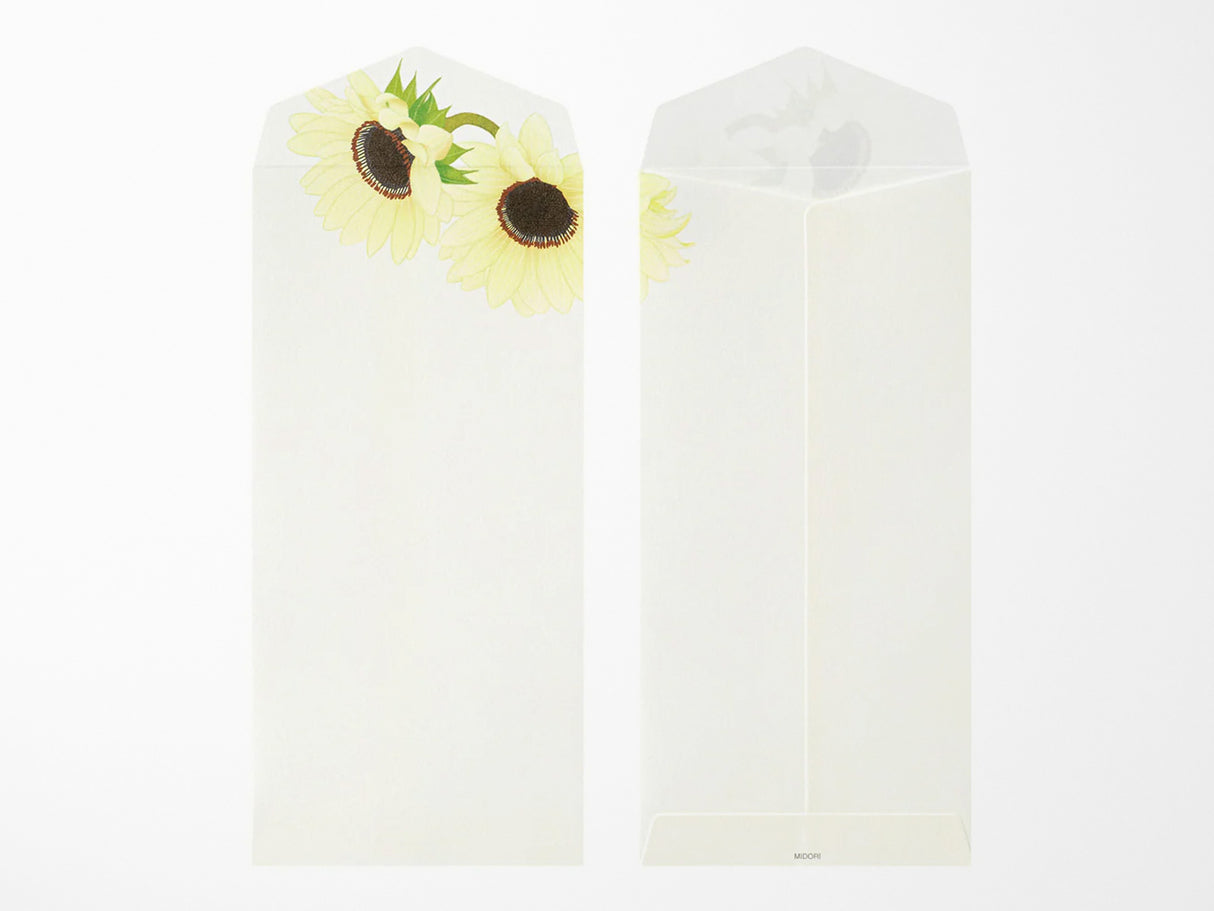 Midori Seasonal Envelopes - 026 Four Designs Sunflower