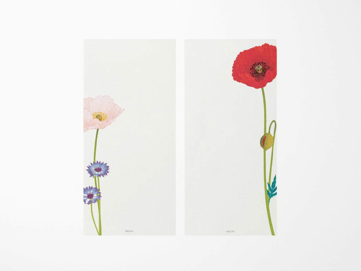 Midori Seasonal Memo Letter Pad - 599 Four Designs Poppy