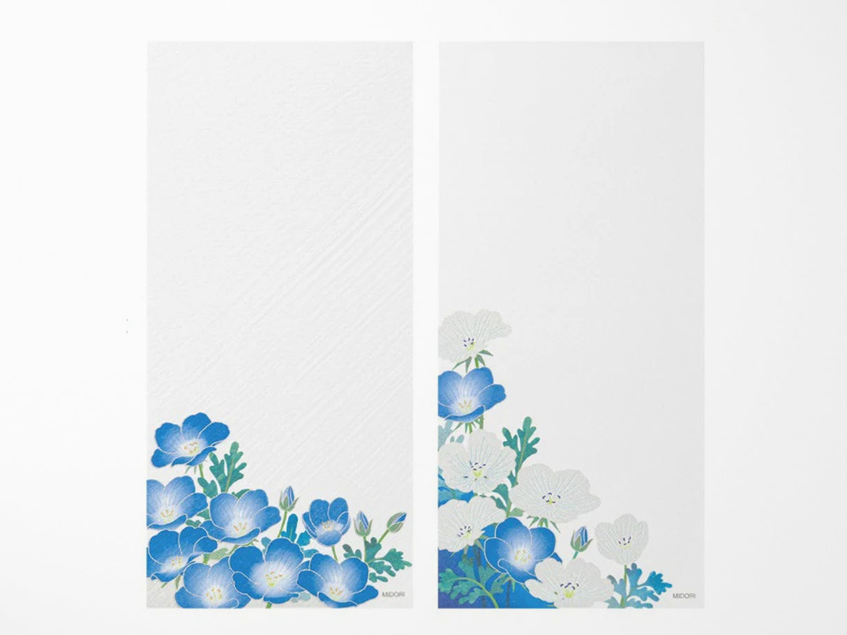 Midori Seasonal Memo Letter Pad - 602 Silk Printing Nemophila