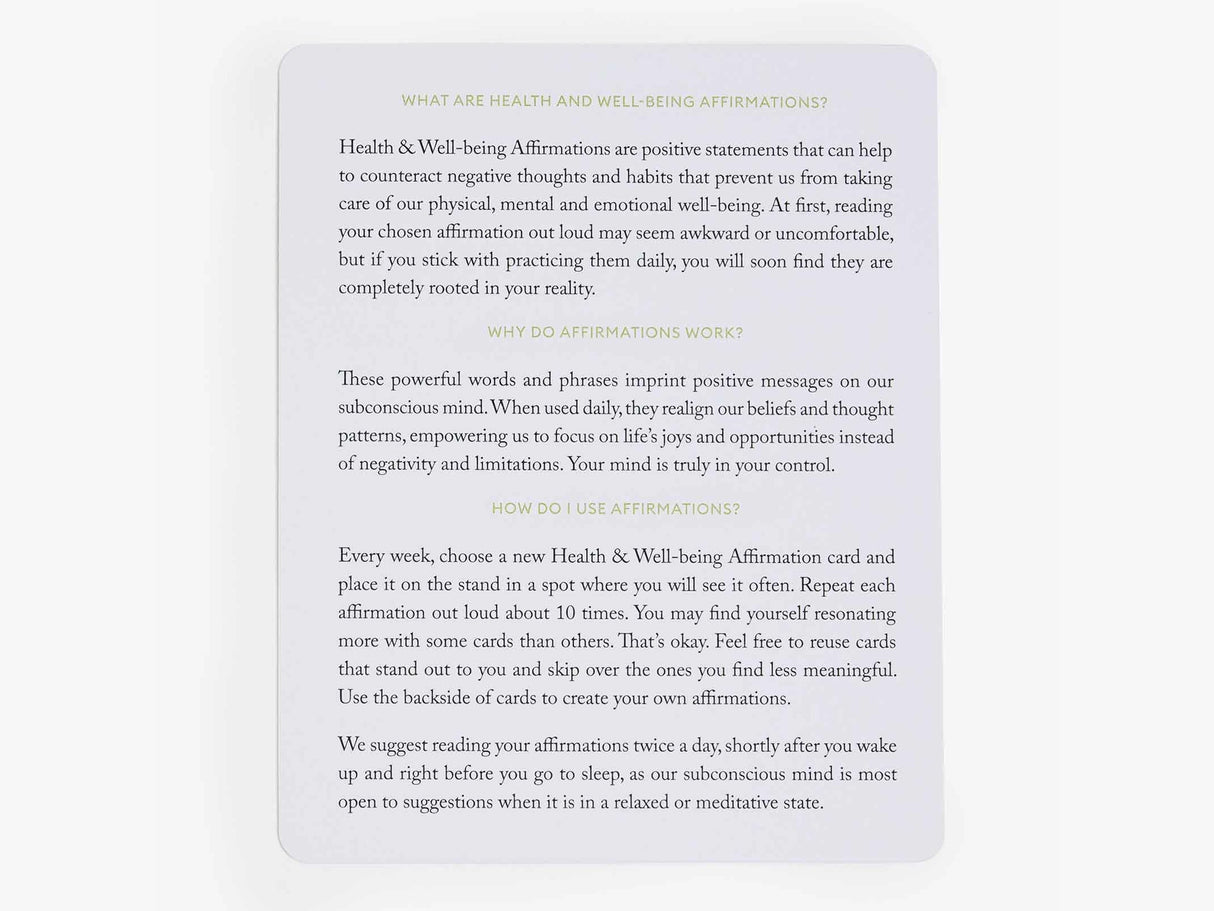 Mindful Affirmations Display Card Deck - Health and Well-Being