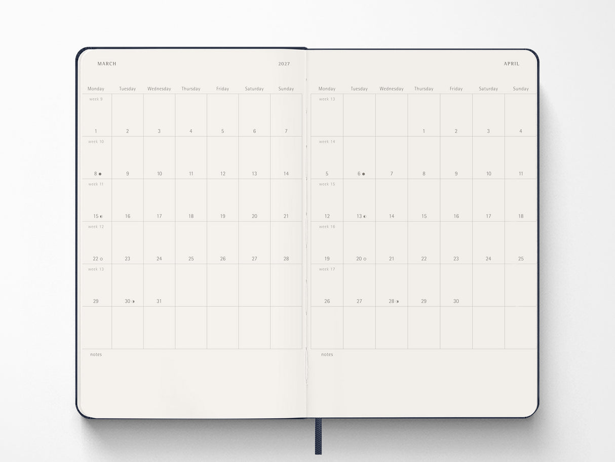 Moleskine 18 Month 2026-2027 Weekly Horizontal Planner - Black Hardcover
