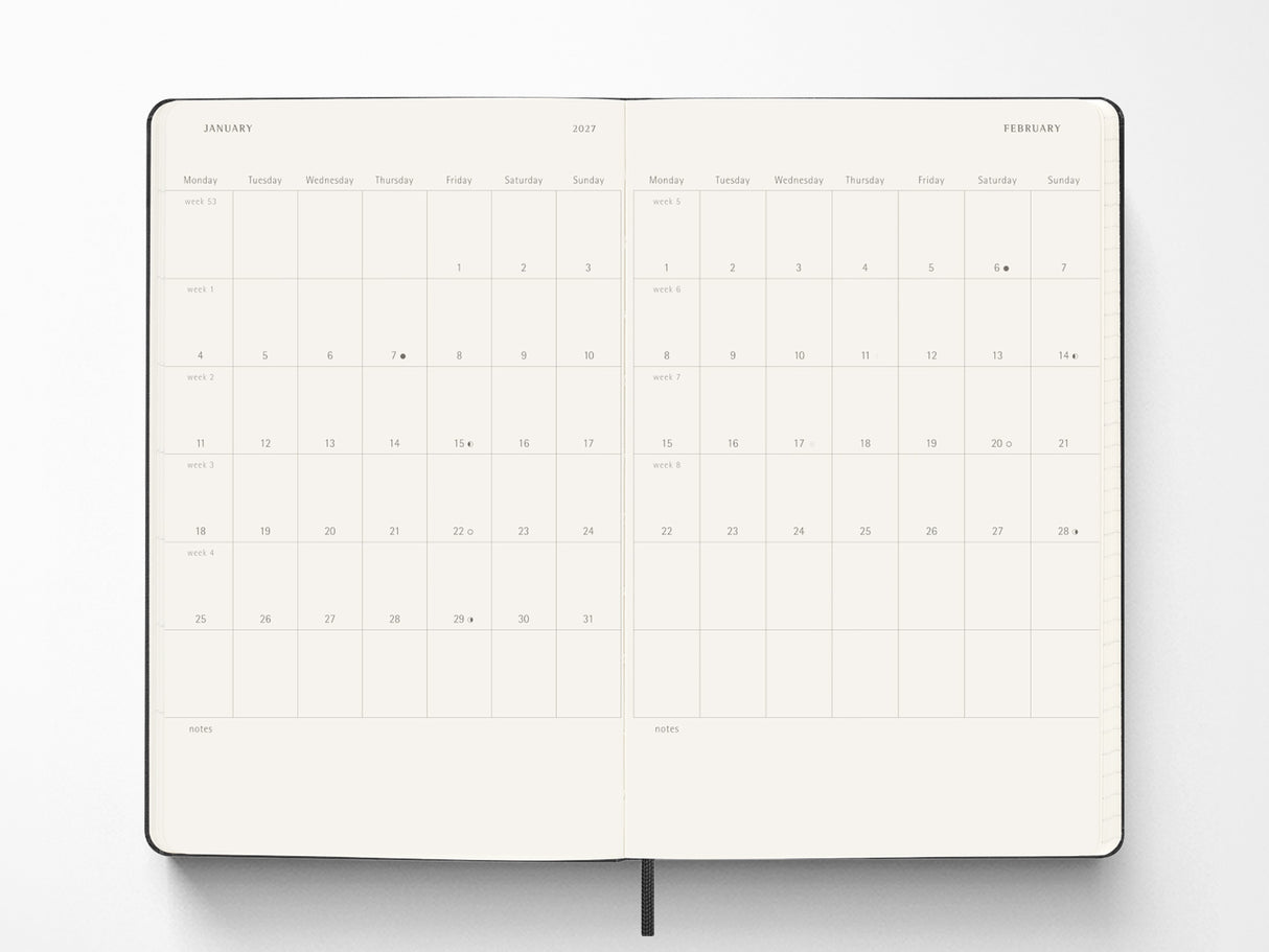 Moleskine 18 Month 2026-2027 Weekly Planner - Black Hardcover