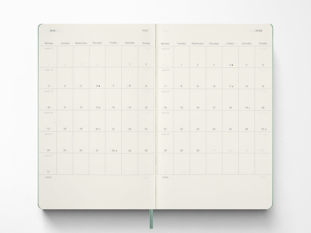 Moleskine 18 Month 2026-2027 Weekly Planner - Sage Green Hardcover