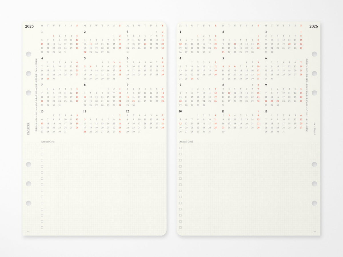 PLOTTER Refill Monthly Schedule Refill 2027 - A5 Size