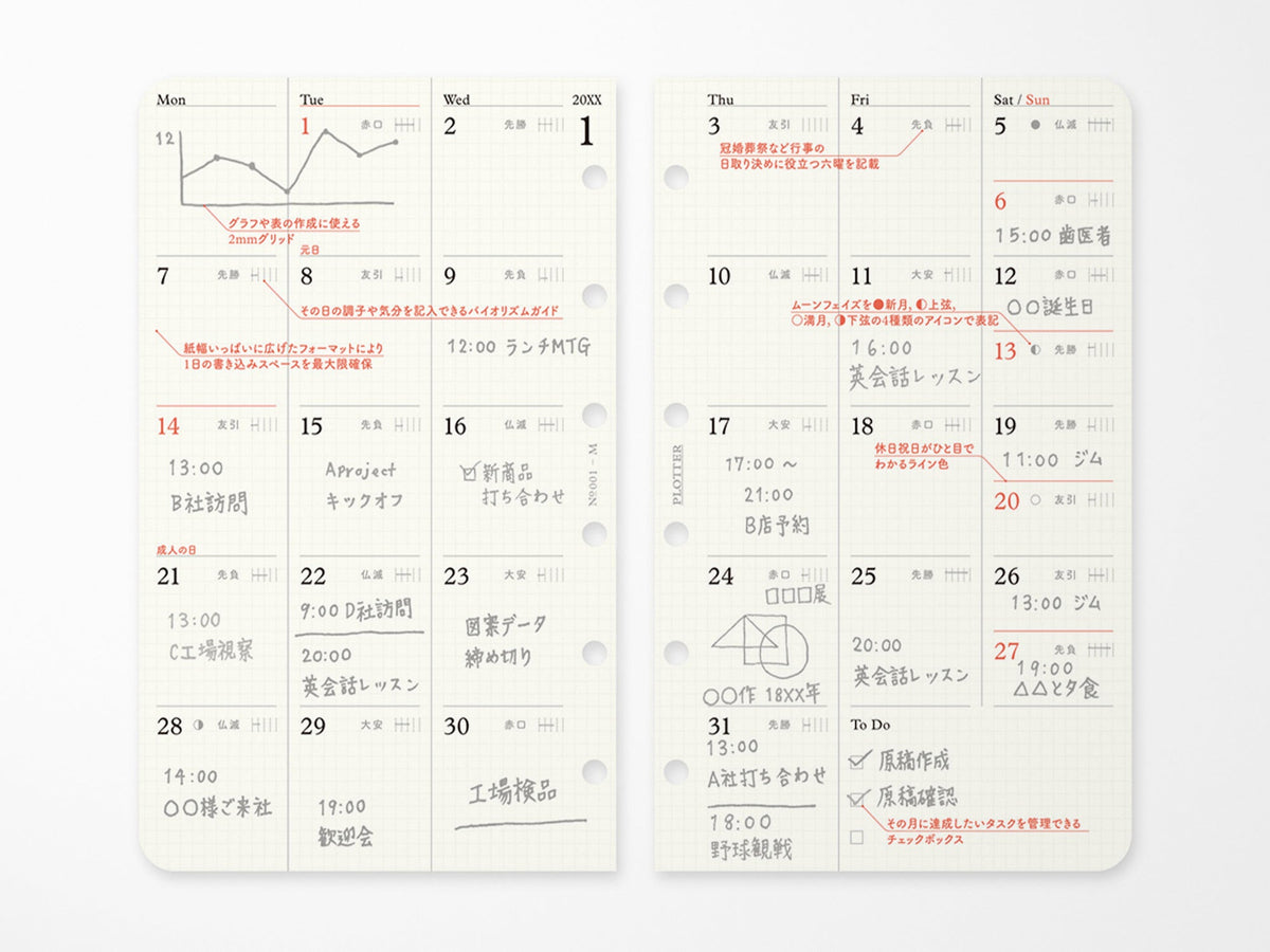 PLOTTER Refill Monthly Schedule Refill 2027 - Mini Size