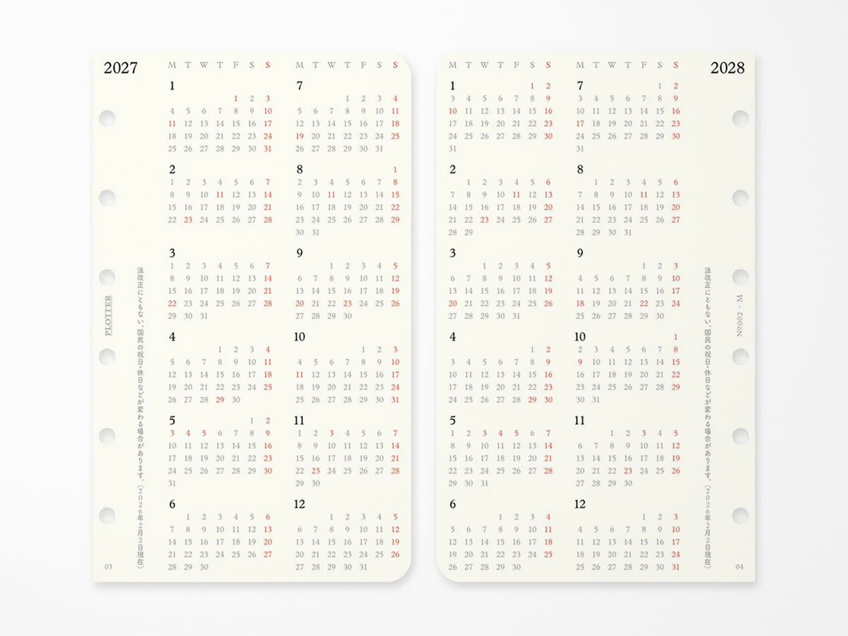PLOTTER Refill Weekly Schedule Refill 2027 - Mini Size