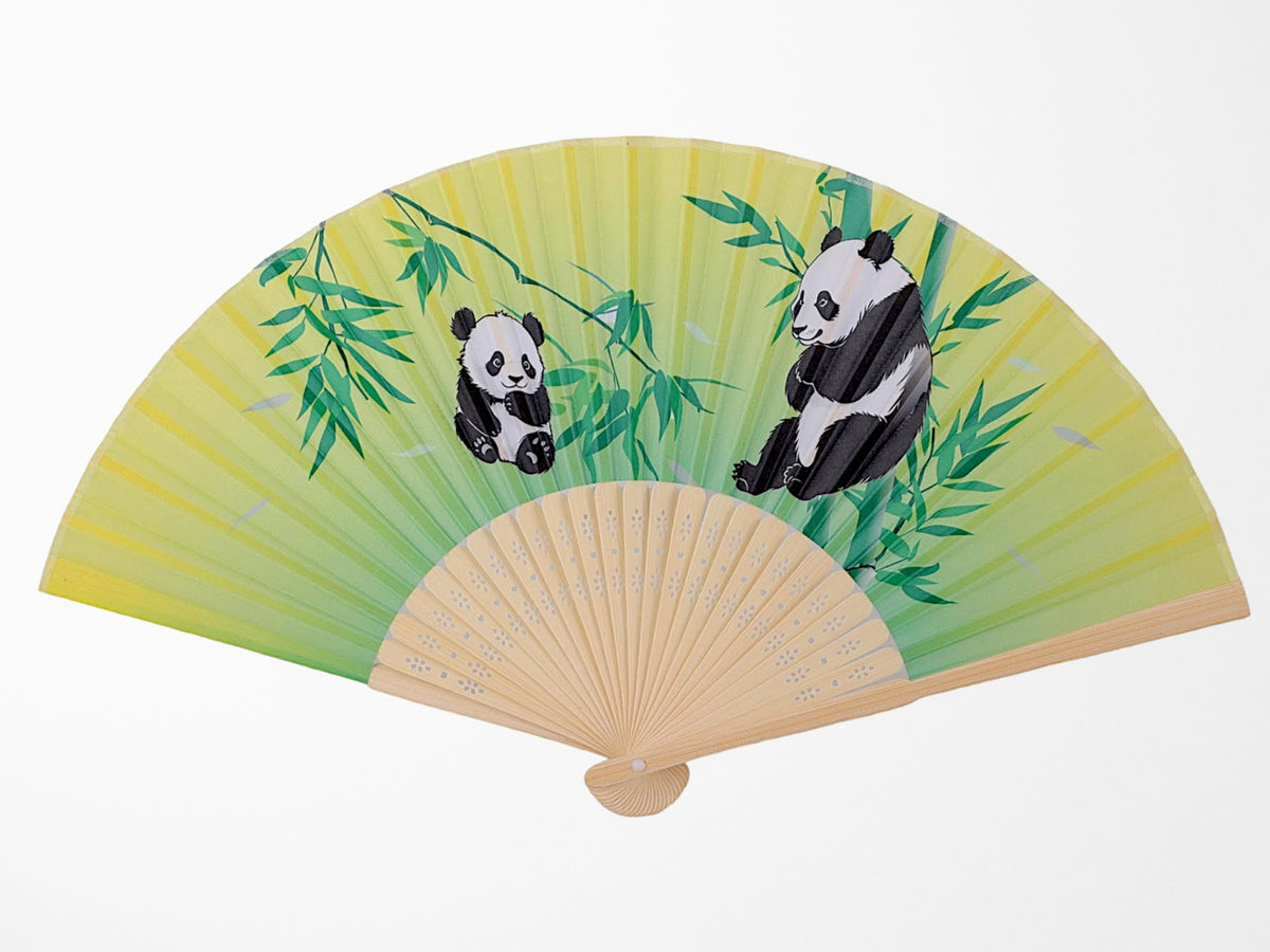 Panda Bamboo Design Paper Folding Fan