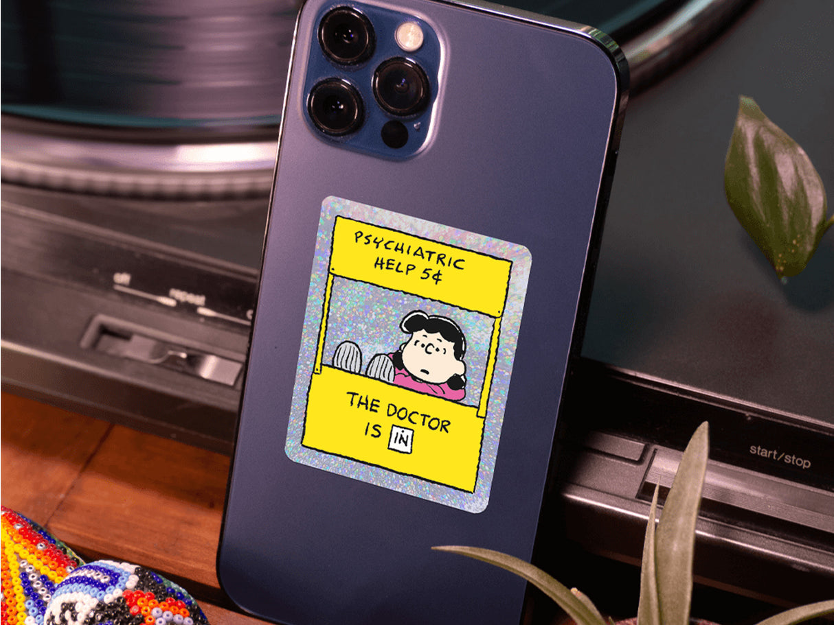Peanuts The Doctor Is In Vinyl Sticker