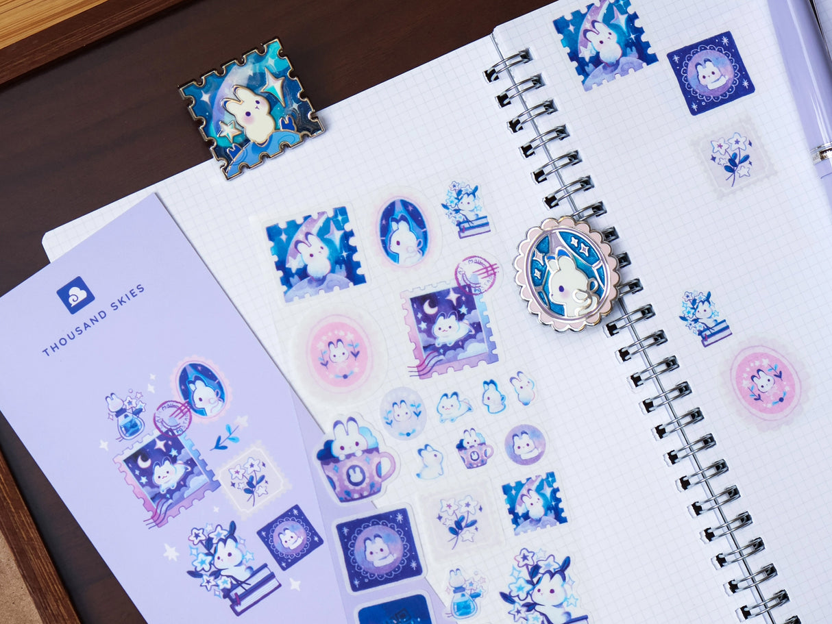 Rabbit and Shooting Stars Sticker Sheet