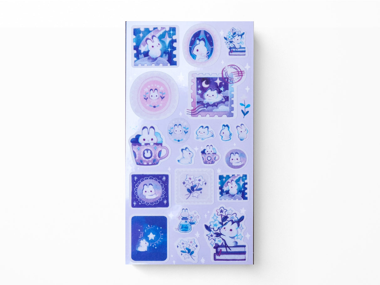 Rabbit and Shooting Stars Sticker Sheet