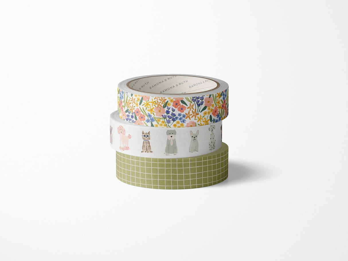 Spring Meadow Washi Tape - Set of 3 Designs