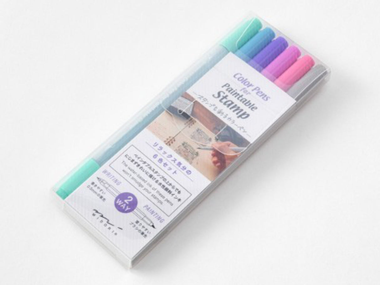 Midori 2 Way Coloring Pens, Set of 6