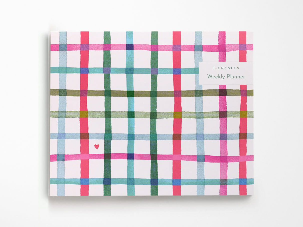 Happy Plaid Covered Weekly Planner