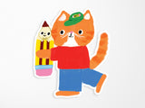 Cat and Pencil Besties Vinyl Sticker