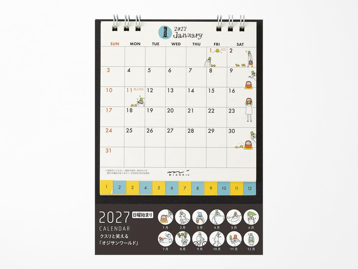 Midori Desk Calendar 2027 - Small Ojisan