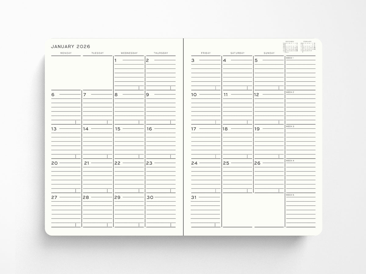 2027 Leuchtturm 1917 Monthly Planner with Notebook - BLACK