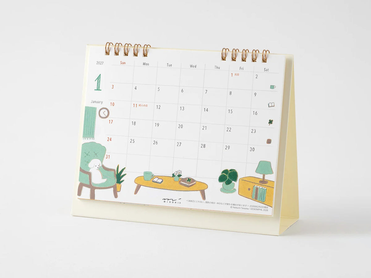 Midori Desk Calendar 2027 - Medium Dog