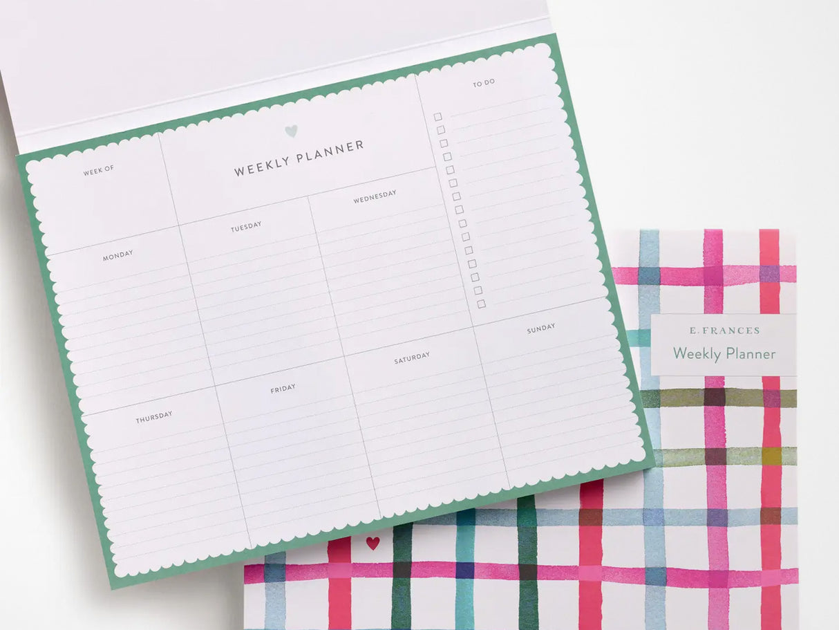 Happy Plaid Covered Weekly Planner