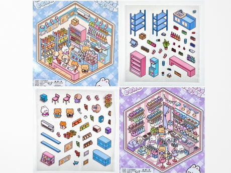 3D Diorama Store Sticker Sheet - Assorted