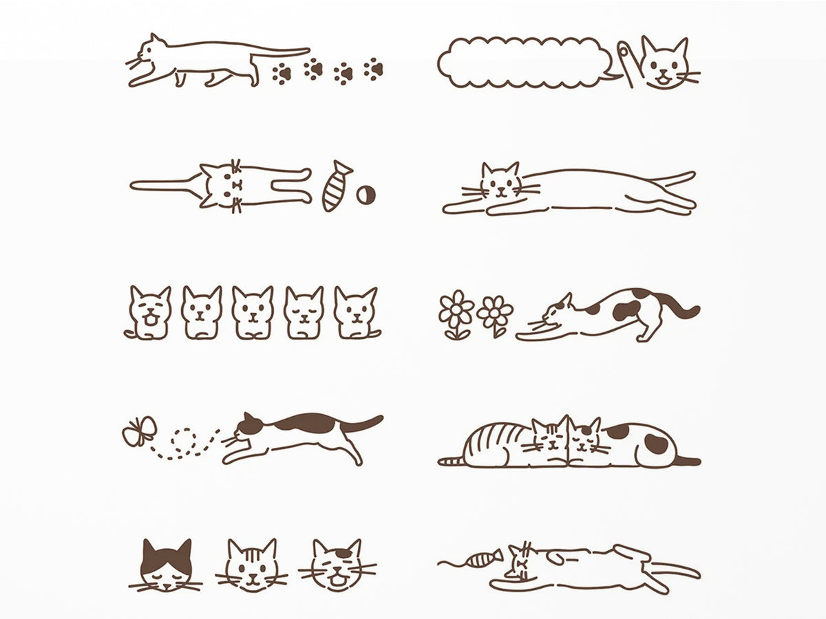 Midori Rotating Stamp - Soft Color Cat - Brown