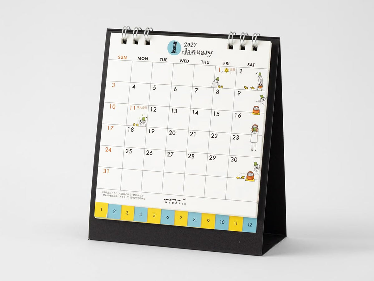 Midori Desk Calendar 2027 - Small Ojisan