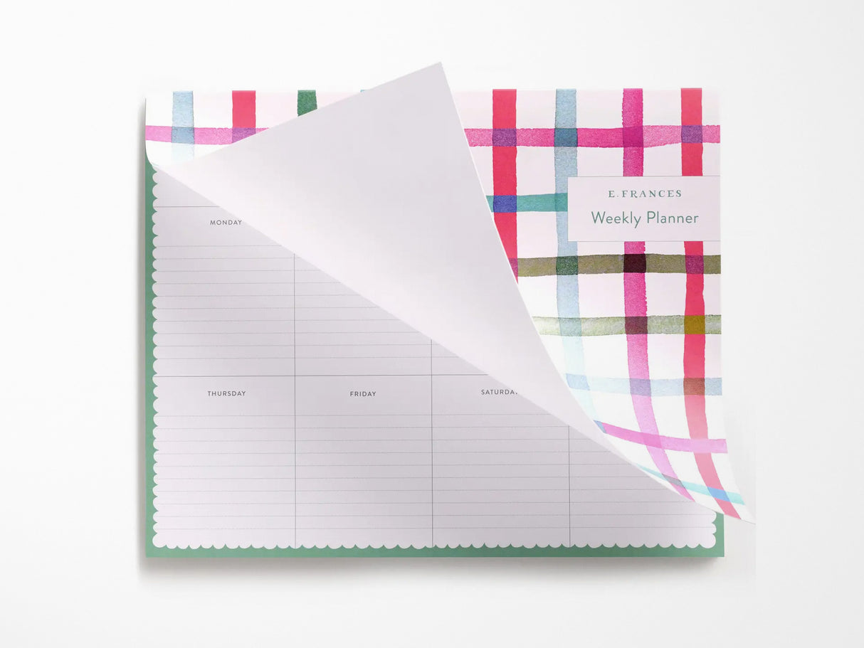 Happy Plaid Covered Weekly Planner