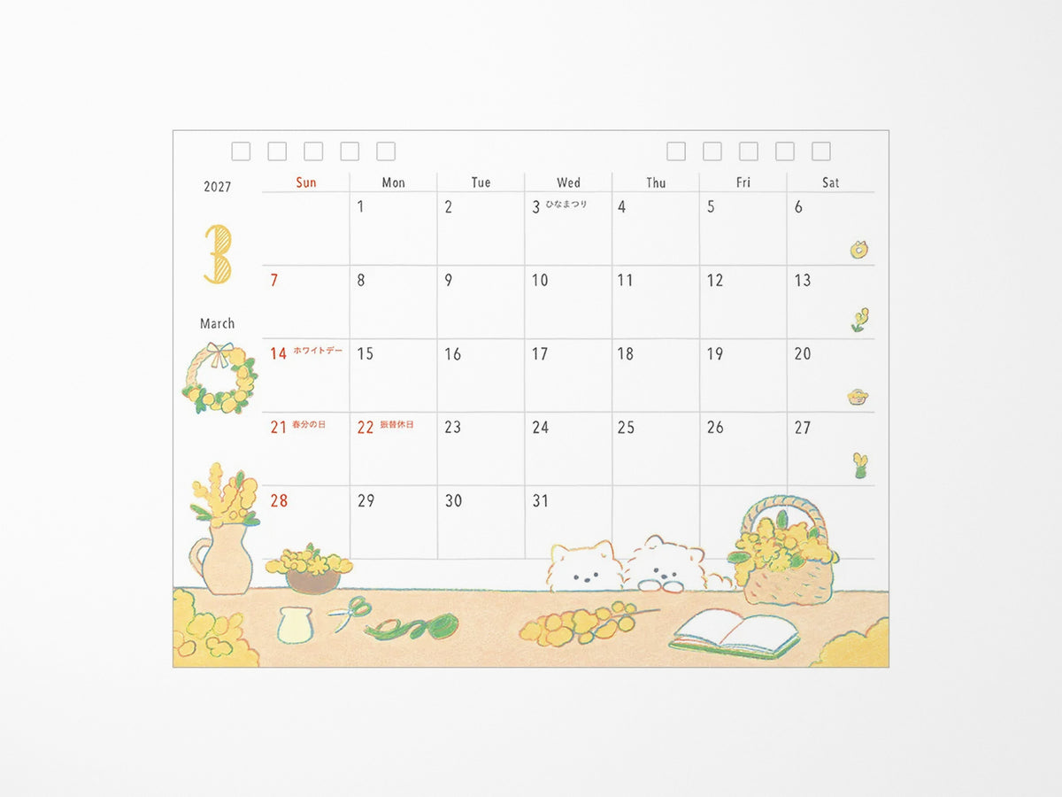 Midori Desk Calendar 2027 - Medium Dog