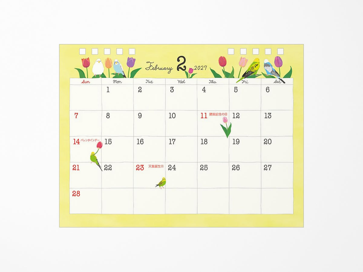 Midori Desk Calendar 2027 - Medium Bird