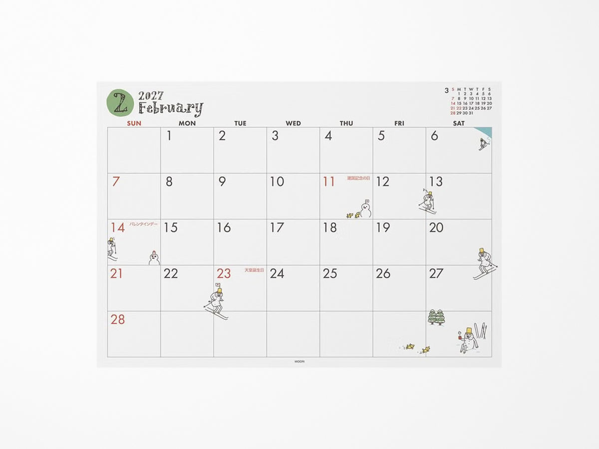 Midori Desk Calendar 2027 - A4 Ojisan