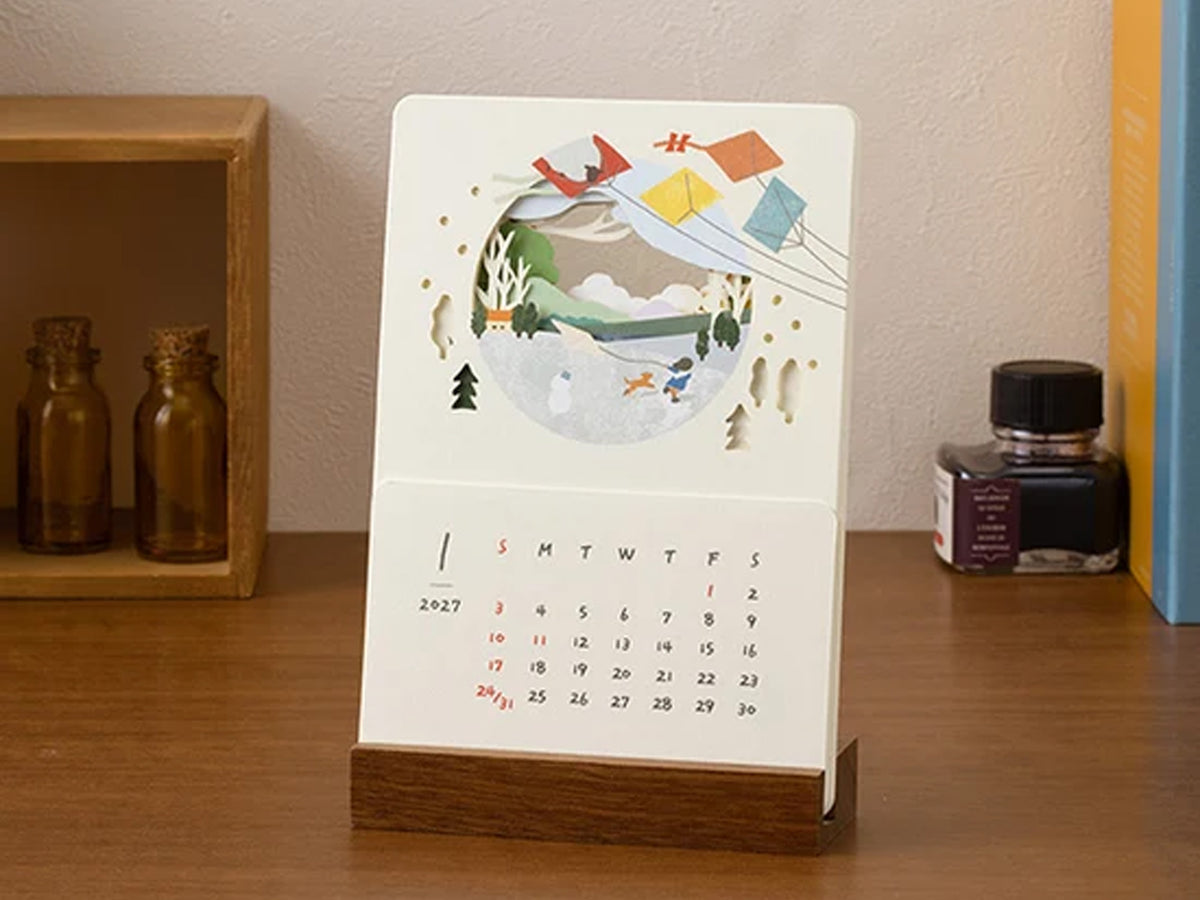 Midori Stand Calendar 2027 - Laser Cut Landscapes