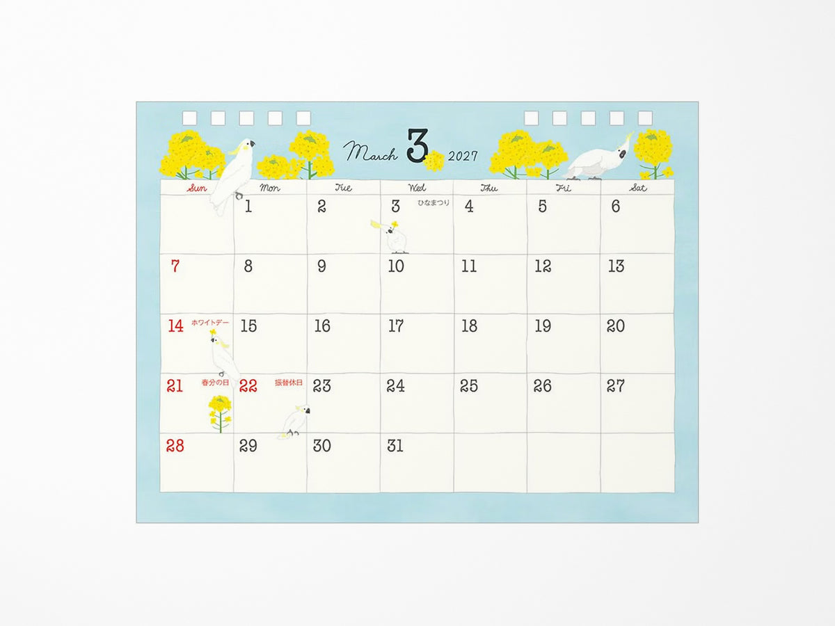 Midori Desk Calendar 2027 - Medium Bird