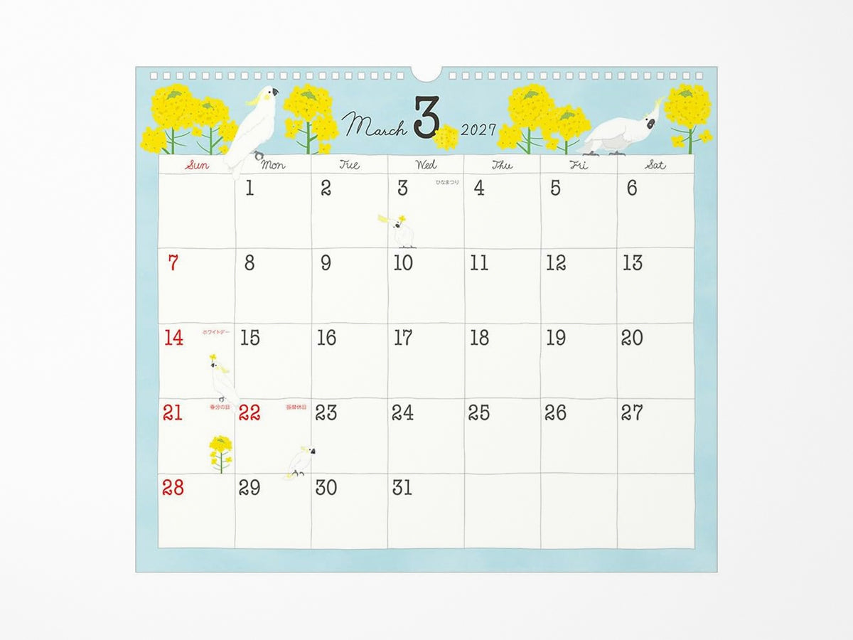 Midori Wall Calendar 2027 - Bird