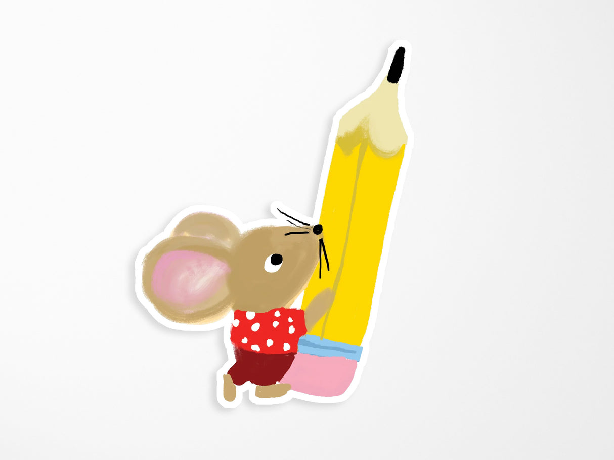 Mouse and Pencil Vinyl Sticker