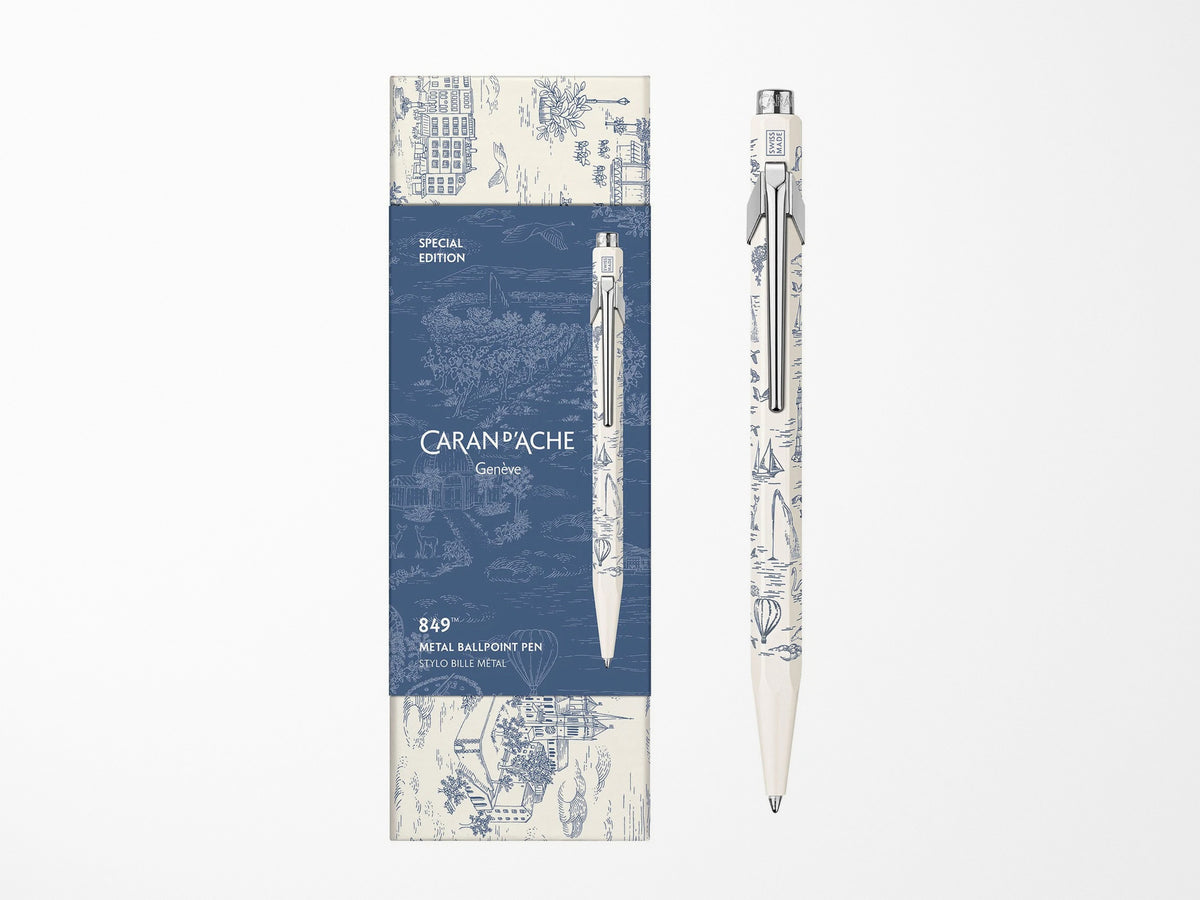 Caran D'Ache 849 Ballpoint Pen Toile De Jouy -  Blue & White