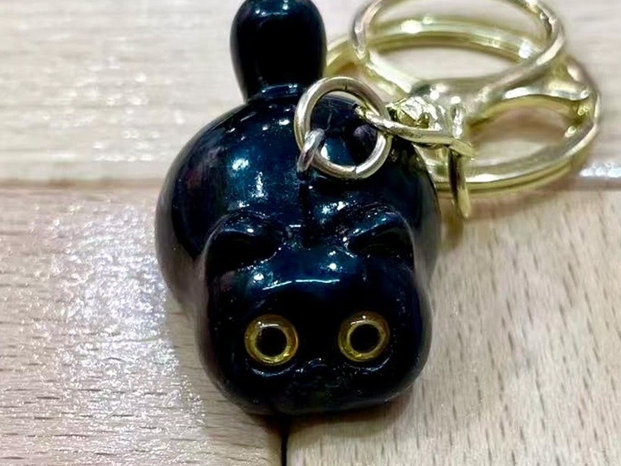 Black Cat Charm Keyring