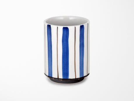 Blue & White Stripe Yunomi Style Tea Cup