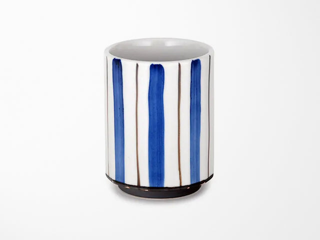 Blue & White Stripe Yunomi Style Tea Cup